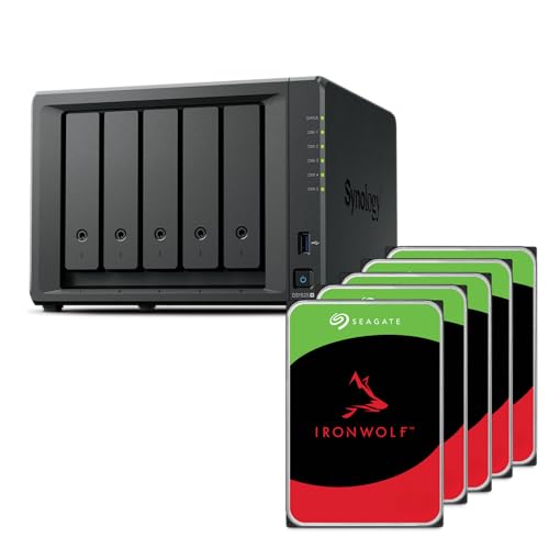 Image of Synology DS1525+(2X 2.5GbE Ports, Ryzen V1500B, 8GB RAM) 5-Bay 60TB Bundle with 5X 12TB Seagate Ironwolf HDDs
