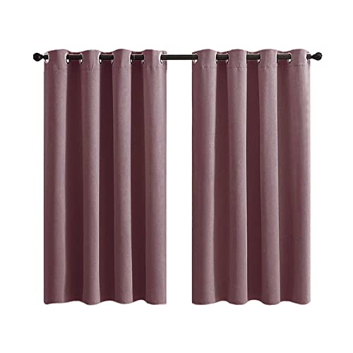Lieson Polyester Eyelet Blackout Curtains 90 inch Long, Bedroom Curtains 2 Panels Blackout Dusty Pink Modern Curtains 66" W x 90" L