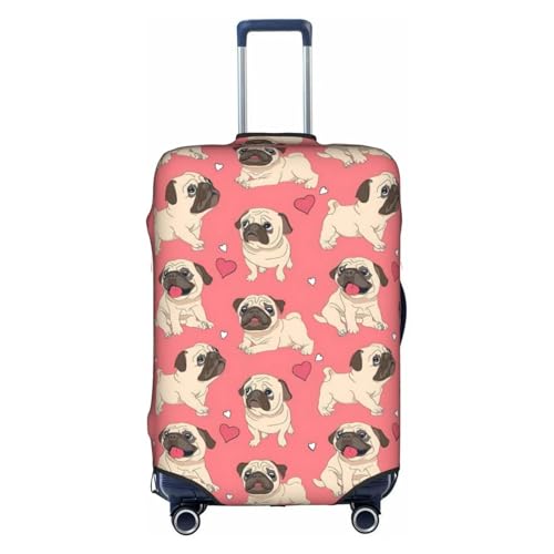 Housse de bagage robuste XL finition fermeture éclair motif carlin blanc