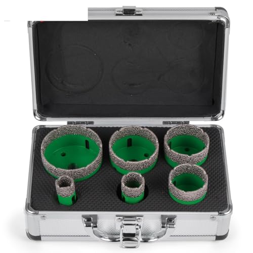 Juego de 6 brocas diamantadas para perforación de agujeros: 20/25/42/50/55/68 mm, rosca M14, para granito, gres y baldosas miniatura 3