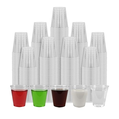 1/1.5oz 200pcs Mini Plastic Shot Glasses Hard Clear Cups Disposable Party Cups sauces Cups for Samples Tasting Restaurants Festivals Parties Catering & Event (200 1.5oz)