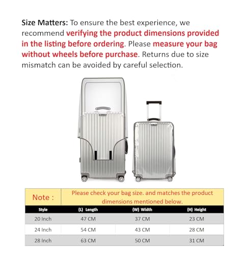 SEMITO Clear PVC Trolley Suitcase Cover – Waterproof, Dustproof, Anti-Scratch Transparent Luggage Protector with Strong Velcro Closure, PVC Build & Full Protection for Travel Bags (24 Inch) - Image 4