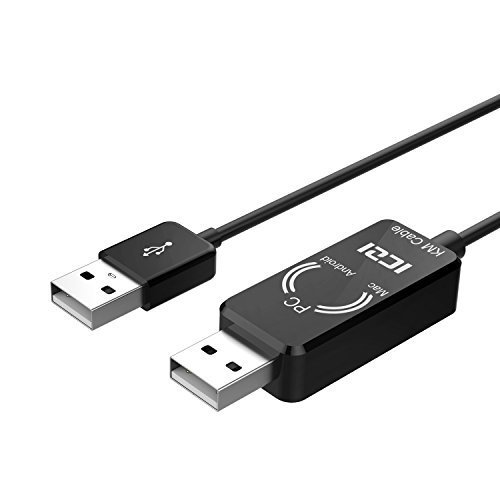 ICZI USB 2.0 Data Transfer Cable (5ft/1.5m), Smart KM (Keyboard & Mouse) Link for Windows 10, 8.1, 8, 7, Vista, XP, Mac OS