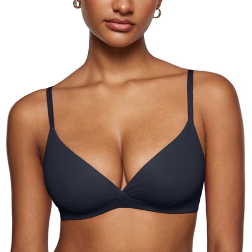Image of INLYRIC Women's Inbarely Triangle Bralette Comfortable Unlined V Neck Wireless Smoothing Bra Top Stretch