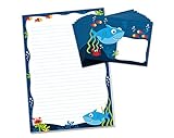 Briefblock mit Umschlag Hai für Kinder Briefpapier-Set (Block A4 mit 25 Blätter + 15 Umschläge)