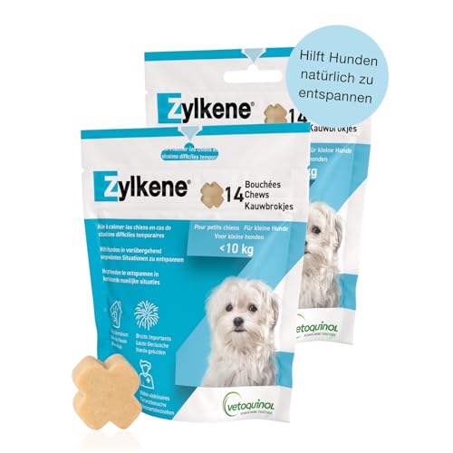 Vetoquinol Zylkene Kauwtabletten 75 mg | Dubbelverpakking | 2 x 14 Kauwtabletten | Aanvullend diervoeder voor honden en katten | meer welzijn in ongebruikelijke situaties