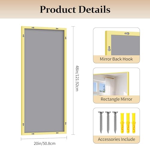 Image of COFENY Gold Bathroom Mirror for Wall, 20x48 Inch Rectangle Mirror with Metal Frame, Modern Vanity Mirrors for Bathroom Living Room, Entryway Hangs Horizontal or Vertical
