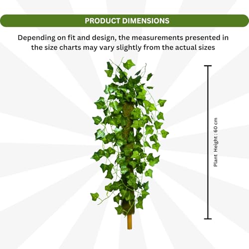 Image of fancymart Artificial Green Leaf Hanging Creeper on Moss Stick (Without Pot) - 60 cm Tall Hanging Creeper Plant for Indoor Home, Office, Restaurant & Cafe Decoration