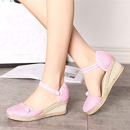 Sandálias femininas da Aniywn, fechadas, retrô, anabela, casuais, com fivela, sandálias femininas es