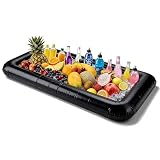 Beanewone Inflatable Ice Serving Bar with Drain Plug, Buffet Cooler Serving Tray for Salad Food & Drinks, Inflatable Serving Bar for Party BBQ Picnic Pool Camping Indoor Outdoor (1, Black)