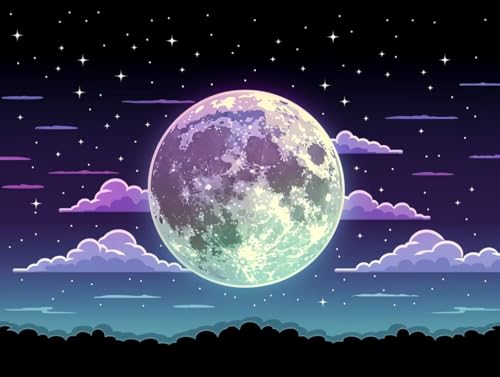 Diamond Painting Lune ciel étoilé : le cadeau créatif idéal - Kit broderie diamant XXL 100x130