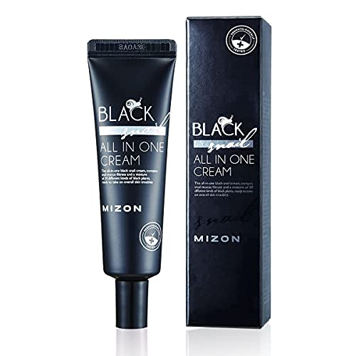 Mizon Black Snail All in One Cream, 90% Black Snail Mucin Extract, Day and Night Face Moisturizing Snail Mucin Extract, Anti-wrinkles, Blemish Care and Firming (Black Snail Tube (35ml))