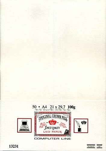 50 Sheets A4 Crown Mill luxury Computer Line Paper for Laser & Inkjet Printers. 100g. Cream