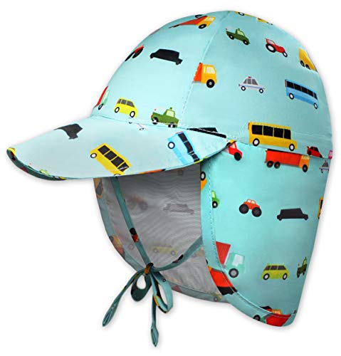 Kids Sun Hat for Boys & Girls - Toddler Beach Bucket Hats with UV Protection - UPF 50 Infant/Baby Flap Swim Cap - Great for Summer Fishing, Safari & Outdoor Play (Cars, 9-18 Months)