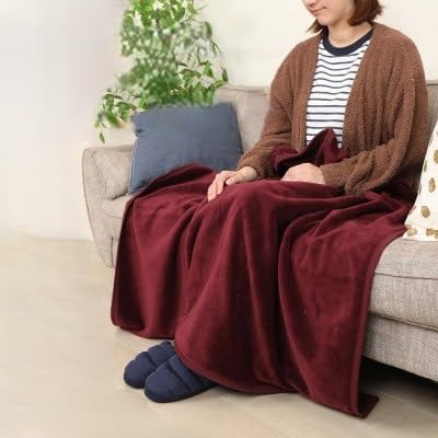 (訳あり)(同色2枚セット) ひざ掛け エンジ 大判 ハーフケット 毛布 コットン100%