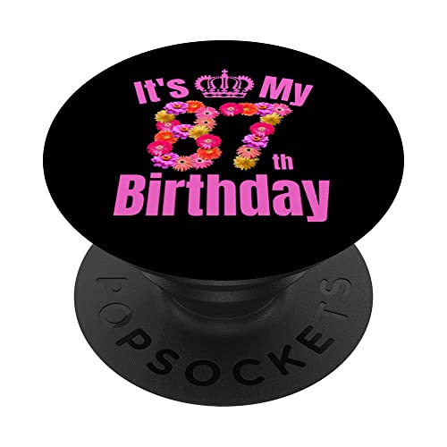 87 Año viejo cumpleaños mujeres flor su 87 cumpleaños PopSockets PopGrip Intercambiable