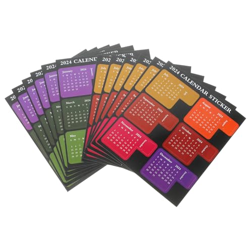ledmomo 12枚 年プランナー対応カレンダーインデックスステッカー 多機能手帳用貼って剥がせるマルチカラー付箋シール 大人向けノート用便