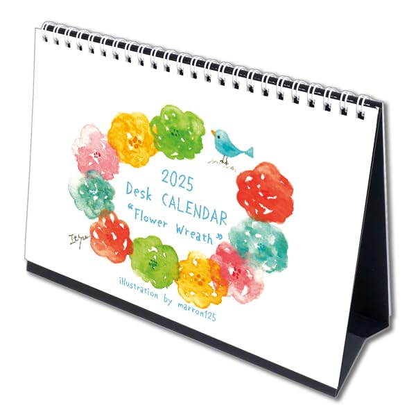 Amazon | 2025年 デスクカレンダー marron125「Flower Wreath」 卓上
