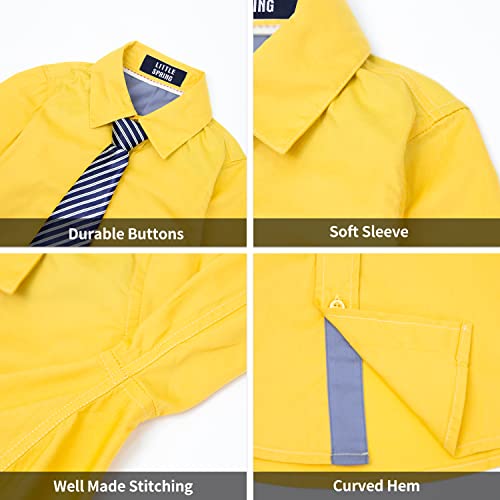 Image of LittleSpring Boys Button Down Long Sleeve Uniform Dress Shirts with Tie