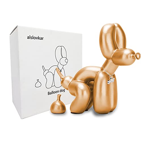alslovkar Squat Balloon Hund Statue, Harz Skulptur Home Decor, Moderner Schreibtisch Büro Home Dekoration Zubehör für Wohnzimmer Tierfiguren(Lackiert-Gold) Cover