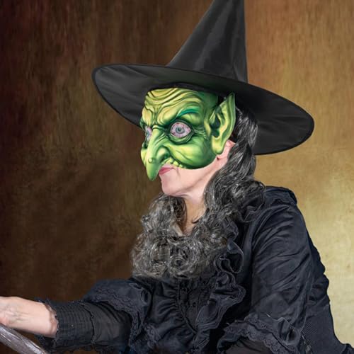 Jiumozhi Halloween Horror Witch Mask Witch Wig Hat Mask Set Carnival Masquerade Cosplay Costume Accessories thumb #4