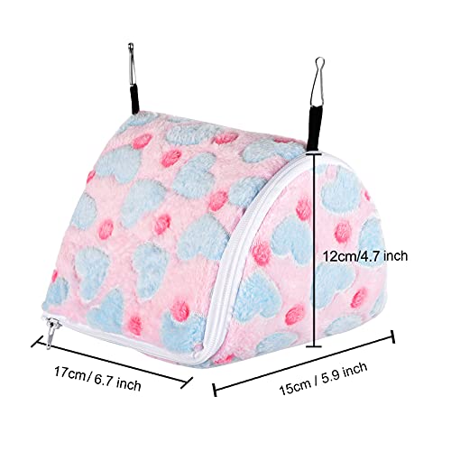 Petmolico Hamster Hammocks Tent Bed, Warm Plush Guinea Pig Bedding Hut Shed Hideout Sleeping Cage Nest Accessories For Guinea Pig Ferret Hedgehog Squirrel Chinchilla, Medium, Pink #TOP2
