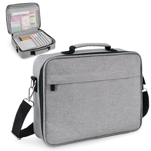 WEMATE Large Capacity Bible Cover Case, Waterproof Study Supplies Tote Bag with Double-Layer Handle & Shoulder Strap, Bag for Women and Christian (Grey)