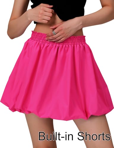 COZYPOIN Womens Bubble Skirt Boho Elastic High Waisted Cute Ruffle Puffy Balloon Shorts Y2K Going Out Mini Skorts Pockets3