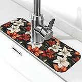 Dimensioni: misura 38,1 x 14 cm, questo tappetino per lavello include un foro centrale da 6,3 cm per adattarsi alla maggior parte dei rubinetti. Progettato come paraspruzzi per lavello e paraspruzzi per lavello da cucina, può essere personalizzato per adattarsi al tuo spazio. Sia come copertura per lavello o tappetino per rubinetto da cucina con stampa giglio colorato, si adatta perfettamente a qualsiasi cucina o bagno