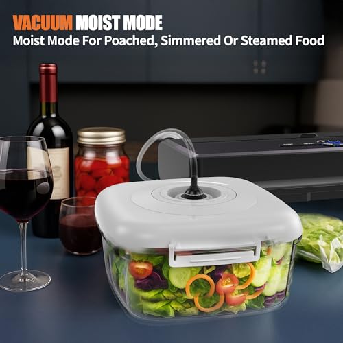 Image of Sealer Machine for Food Storage, 85KPA Strong Suction, Dry /Moist Mode, Automatic Seal in 10-20 Seconds with 10 Vacuum Bags & 1 Roll, Built-in Cutter, Bag Storage & Vacuum Hose, for Home Kitchen Use