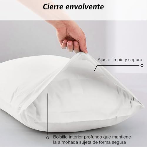 Miniatura 4 de Lirex 2 Paquetes Fundas De Almohada, 100 Algodón Transpirable Cubiertas Para Almohada 50 X 75 Cm, Blanco