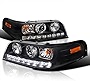 Spec-D Tuning SMD LED Projector Headlights Black Head Lamps Compatible with 1998-2011 Ford Crown Victoria Left + Right Pair Headlamps Assembly