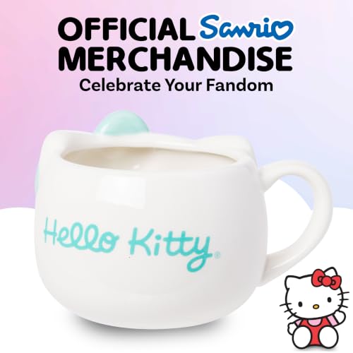 Image of Silver Buffalo Sanrio Hello Kitty Light Blue Bow, 3D Sculpted Mug, 20oz | Ceramic, 0.59 Liters