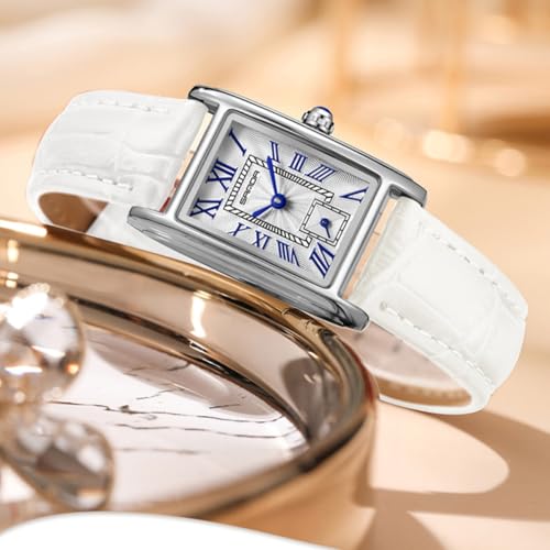 Image of Poshi Sanda Premium White Brass Sqaure Dial Watch | 200mm Rose Gold Stainless Steel Strap Quartz Watch for Women