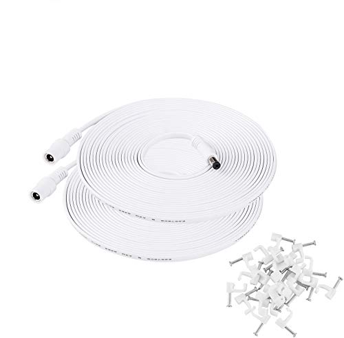 [2020 Newest]Tonton 2Pack 20Ft 6M DC Power Extension Cable 2.1mm x 5.5mm Compatible with 12V DC Adapter Cord for CCTV Security IP Camera, LED, Light Strip