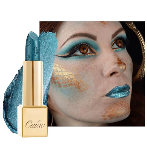 OULAC Pintalabios Verde Brillo Metálico, Brillo 3D de Larga Duración, Barras de Labios de Alta Pigmentación y Cobertura Total, Fórmula Cremosa e Hidratante, Vegan, 4.3 g, (20) Turquoise