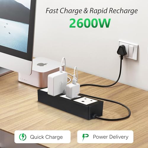 Image of MX 35W Extension Board PD GaN Charger Super Fast Charging 1 USB-A + C, 3 Indian 6A Sockets (2600W) Multiport Desktop Power Strip for iPhone, Android, Laptop, Tablet Tablet 50% in 30 mins 1.5M Cable