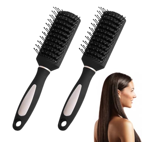 Vent Hair Brush 2-Pack Hair Styling Brush Set for Women Gentle Detangling & Heatless Curls Anti-Static Round Paddle Comb for All Types Salon-At-Home Styling Tools