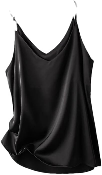 Silk Summer Women's Clothing Slim V-Neck Short Temperament Inner Top One-Shoulder Camisole Silk Tank Tops for Women