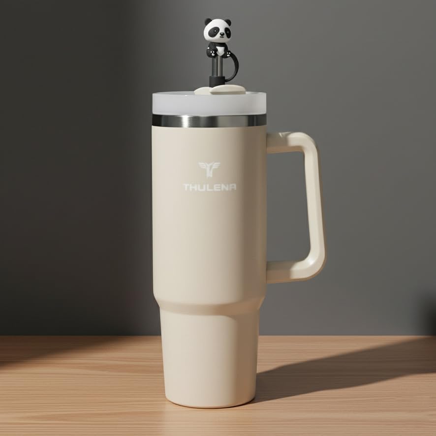 DRIFT TUMBLER - 40 oz Premium Stainless Steel Tumbler with free Reusable Metal Cubes–Double-Wall Insulated with Stainless steel Straw–Leakproof Plug, spill stopper, extra Straw Cover (White) - Image 3