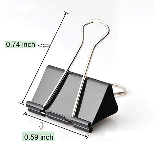 kuou 72pcs Binder Clips, 15mm Black Office Paper Clip, Foldback Clips Clamp Binder Clips for Office Home Supplies