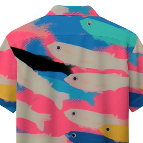 Image of Men's Floral Button-Down Shirt, Cotton Blend Stretchable, Casual Printed Striped Stylish Shirt