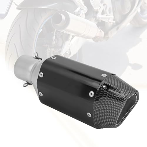 Exhaust Pipe Silencer, 38-51mm Motorcycle Silencer Short Exhaust Muffler, Stainless Steel Motorcycle Oblique Exhaust Pipe, Universal Carbon Fiber Inlet Exhaust Muffler for Motorcycle