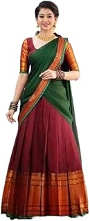 ziton Women's Indian Traditional Kanjivaram Kanchipuram Silk Pure Zari Weaving Lehenga Choli and havay zari work Dupatta with Blouse (All Unstitched) (Half Saree)-picture-29
