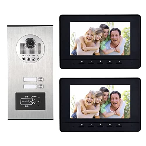 Amocam 4 Units Apartment Intercom System, Video Intercom Video Door Phone Kit, Hd Camera 7" Monitor With Id Keyfobs Unlock For 4 Household #TOP18