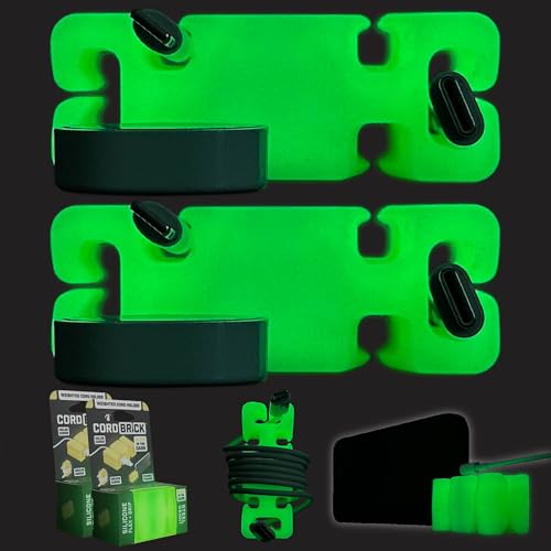 CordBrick GlowBrick, Weighted Cord Holder for Nightstand - Phone Charger Cable Management for Travel, Phone Accessory, Stocking Stuffers for Adults - Multipurpose Gift, Office, Silicone, Yellow