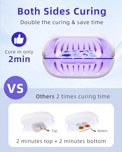 HACITECH Luz UV para resina, luz de resina UV de dois lados com ajuste de tempo ajustável, lâmpada U