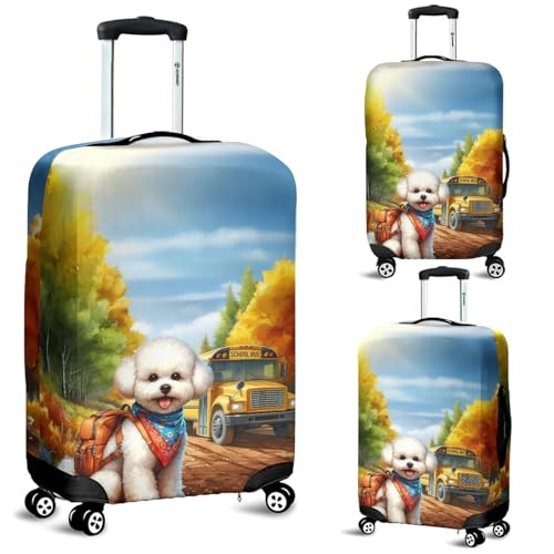 Goodbye Summer Bichon Frise Hello Fall Time for School Travel Luggage Cover Bichons Dog Lovers Gifts Idea Suitcase Dust Protective Decor - 020142