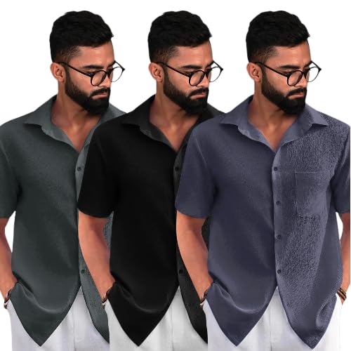 Image of Pinkmint Popcorn Regular Fit Half Sleeve Shirt for Men Combo Casual Shirt ll Sumeer Wear