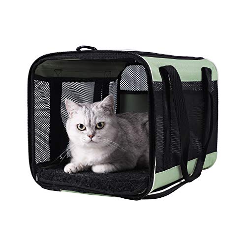 petisfam Easy Load Pet Carrier for Large, Medium Cats, 2 Cats and Small Dogs with Comfy Bed. Easy to Get Cat in, Escape Proof, Easy Storage, Washable, Safe and Comfortable for Vet Visit and Car Ride